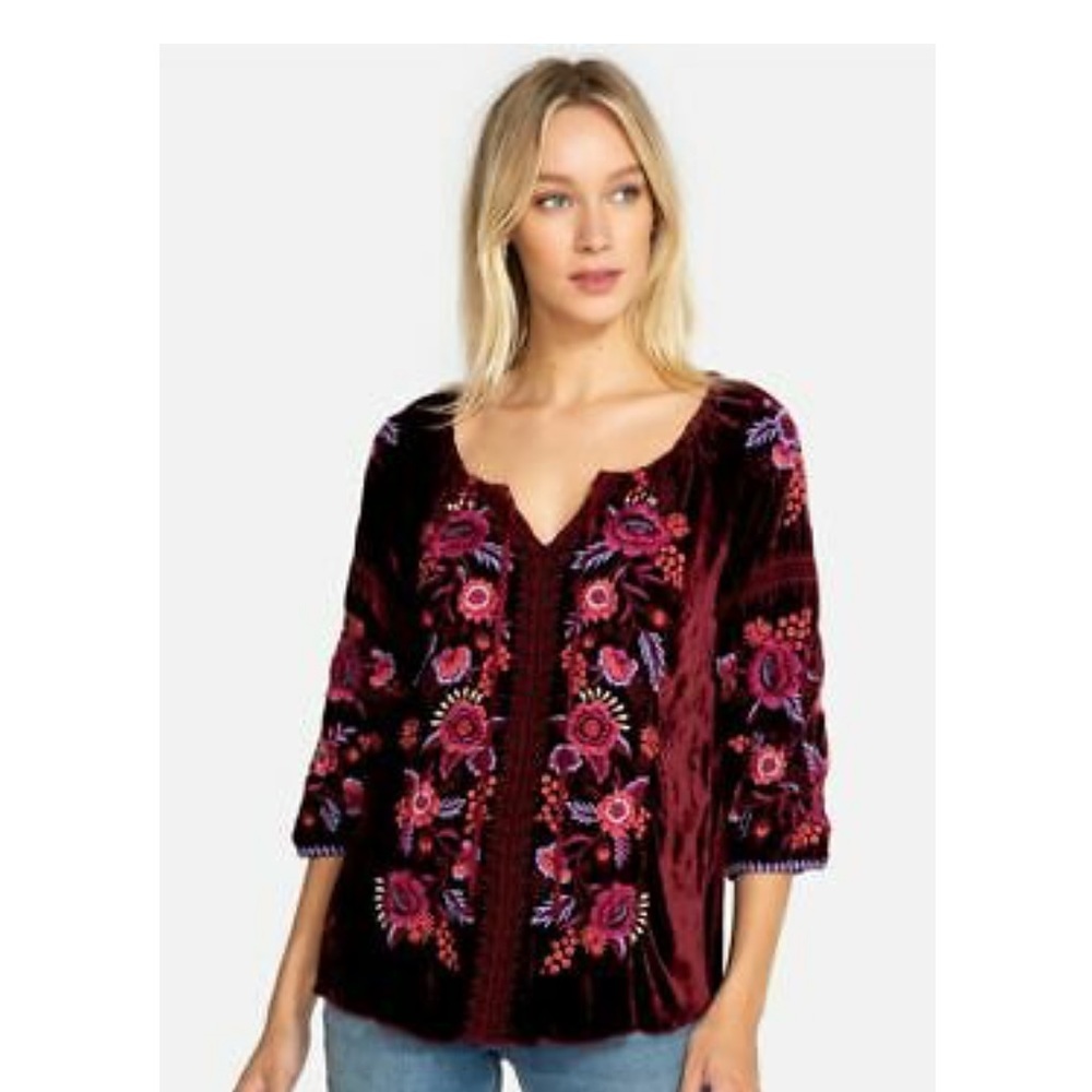 Johnny Was Marcella Velvet Peasant Top